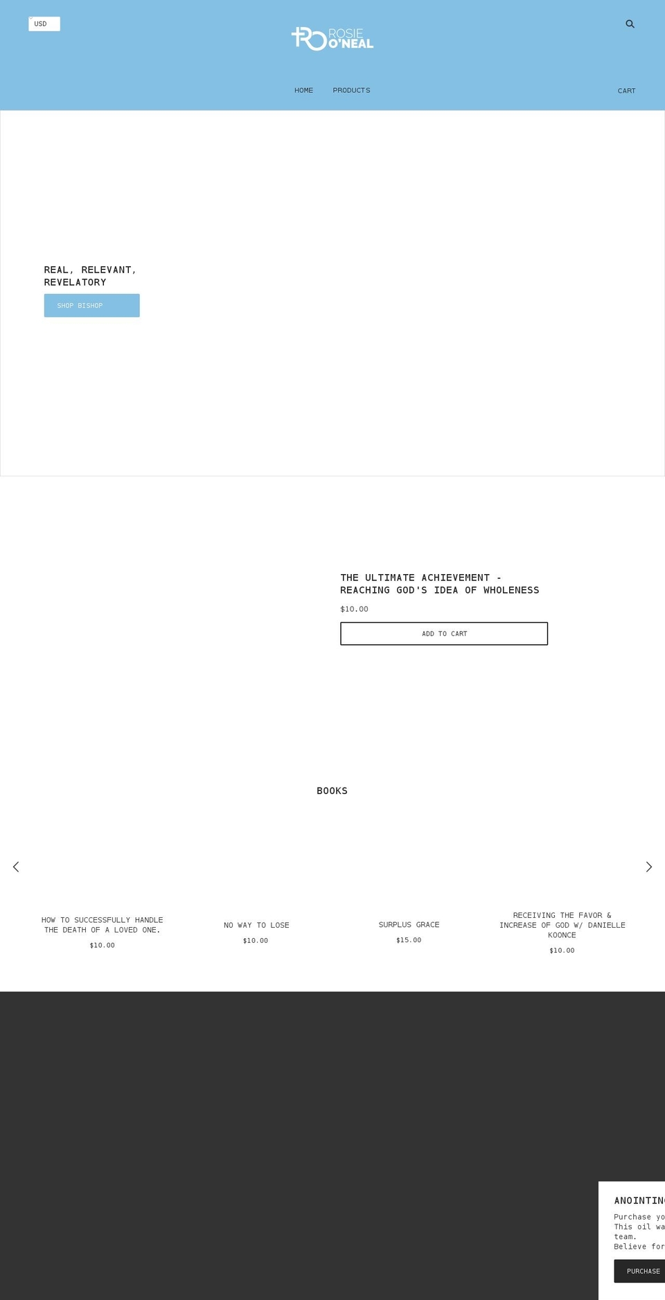 rosieoneal.shop shopify website screenshot
