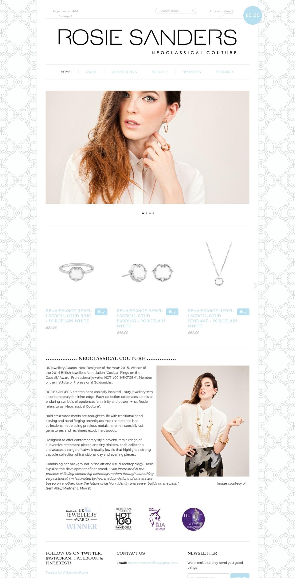 rosiesandersjewellery.com — Shopify storefront screenshot