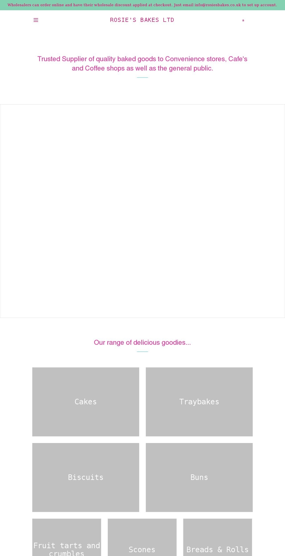 rosiesbakes.co.uk shopify website screenshot
