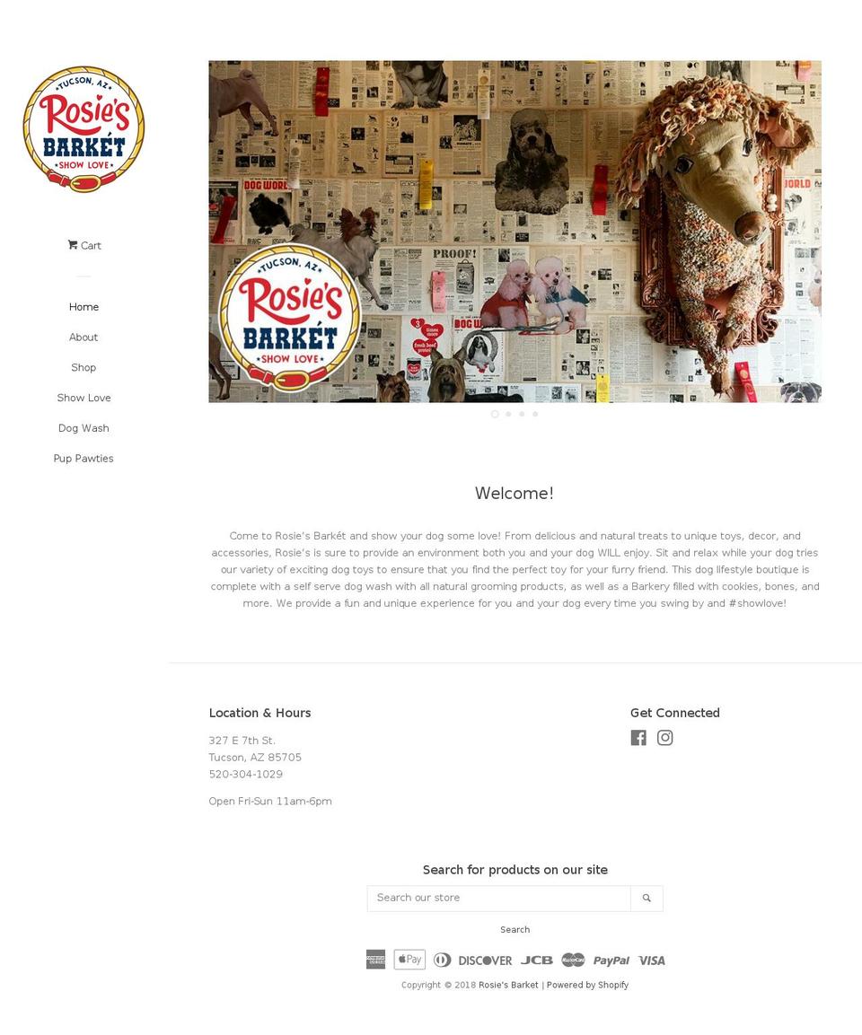 rosiesbarket.com shopify website screenshot