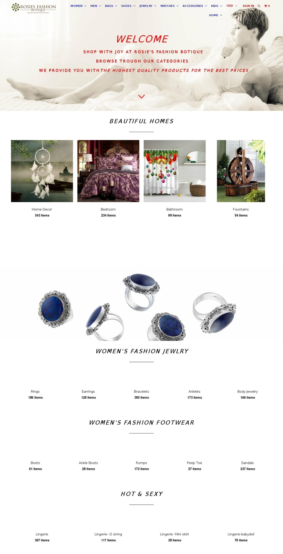 rosiesfashionbotique.com shopify website screenshot
