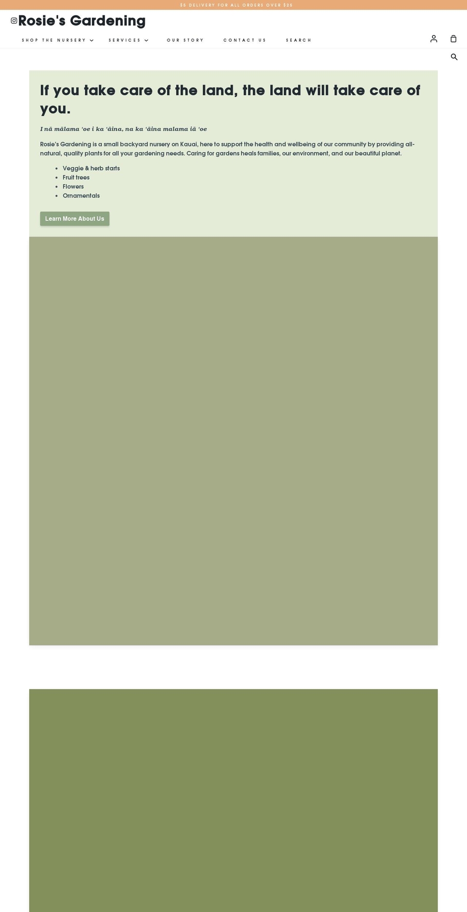 rosiesgardening.com shopify website screenshot