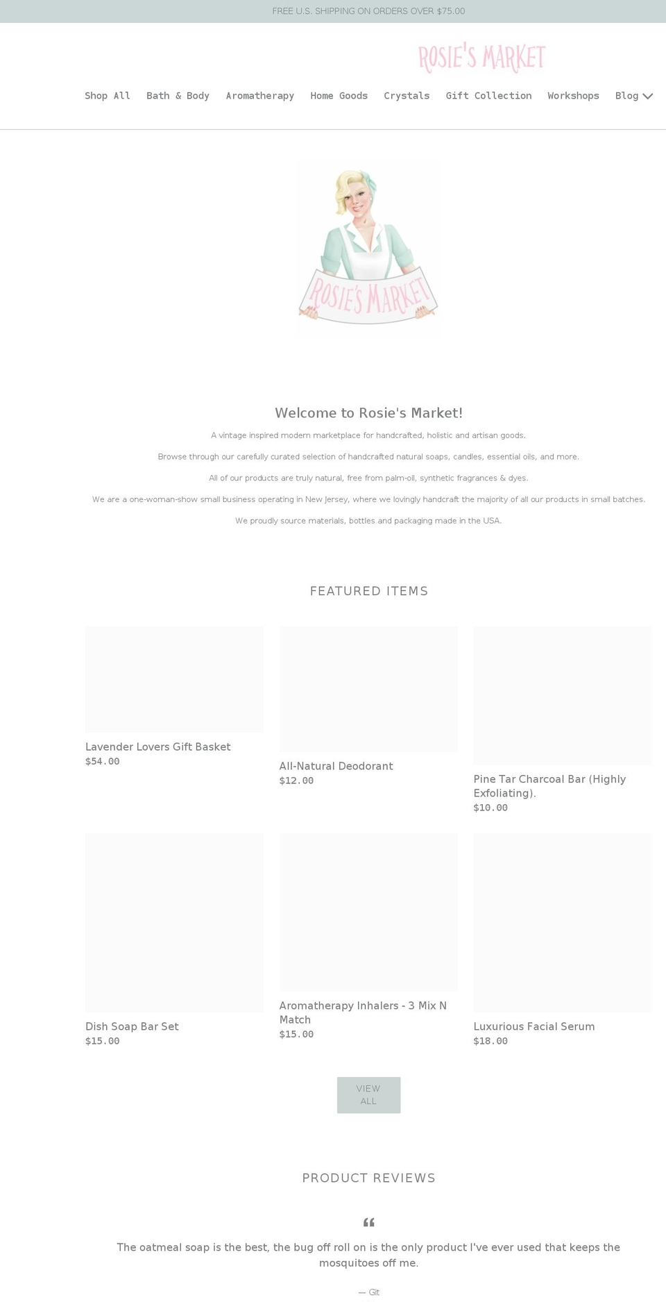 rosiesnaturalmarket.com shopify website screenshot