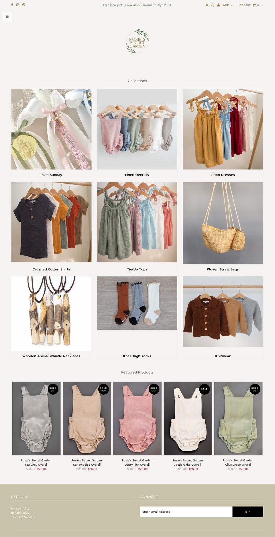 Garden Shopify theme site example rosiessecretgarden.com