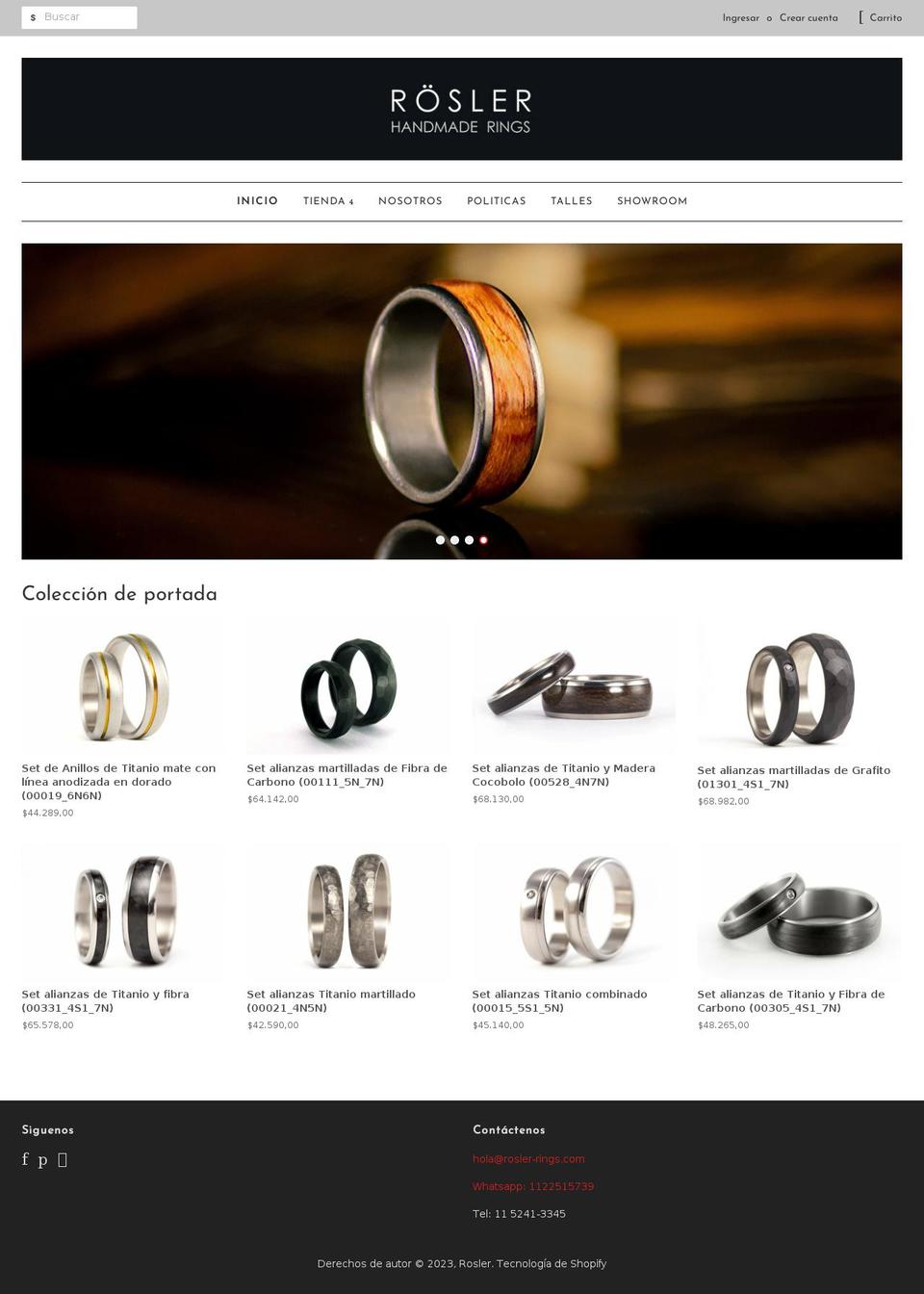 rosler-rings-es.myshopify.com shopify website screenshot