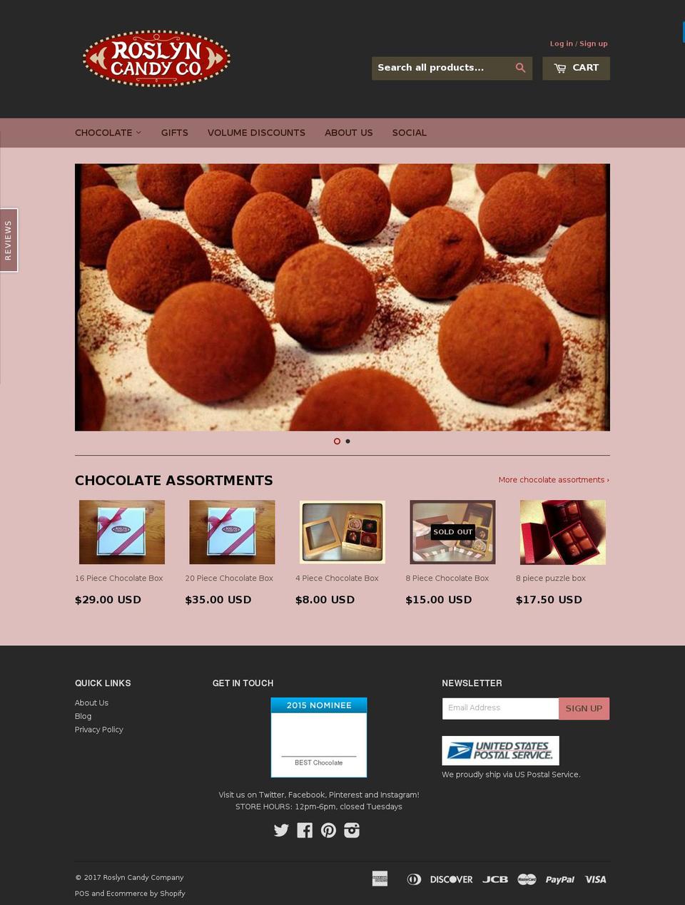 roslyncandycompany.com shopify website screenshot