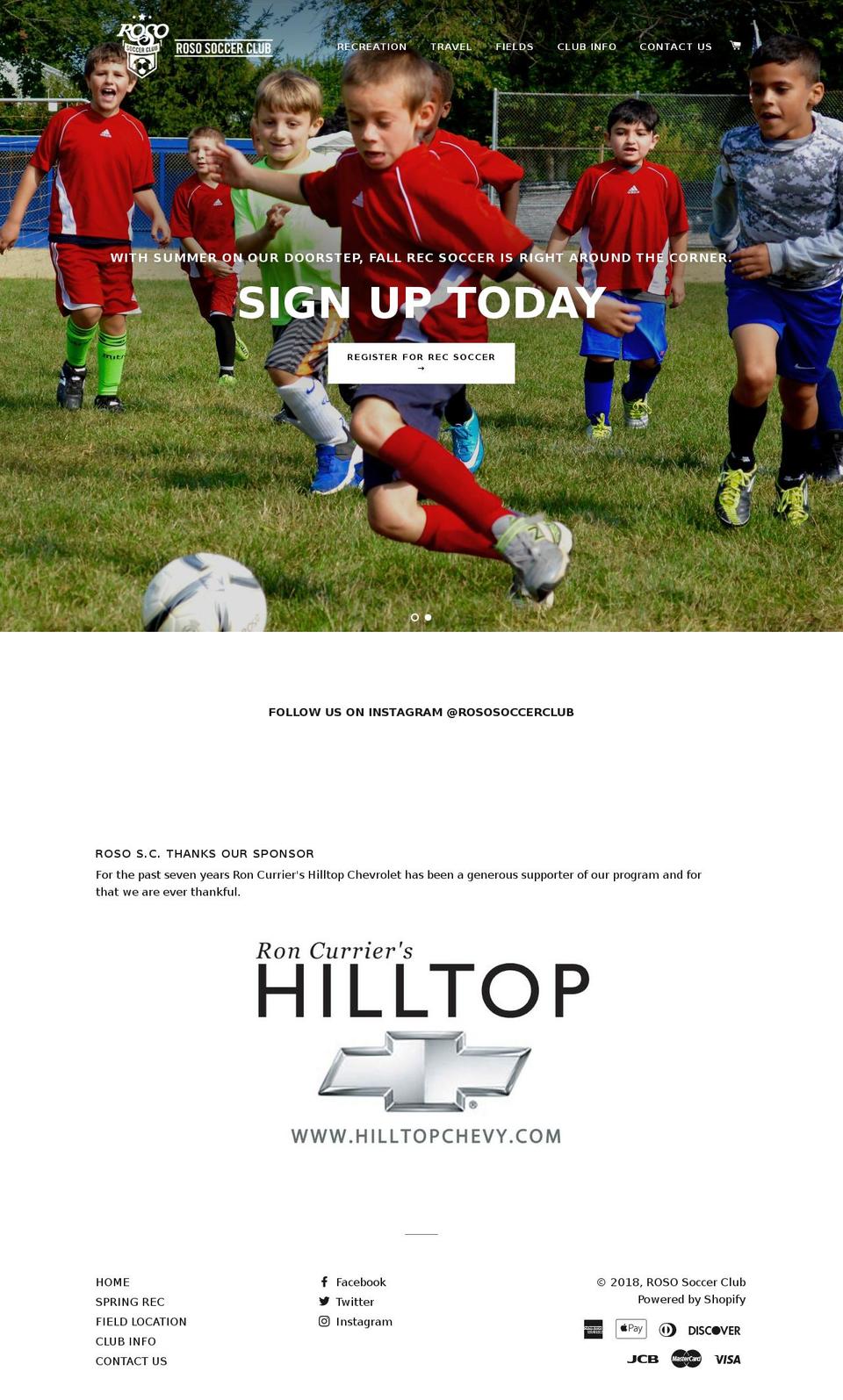 rososoccerclub.com — Shopify storefront screenshot