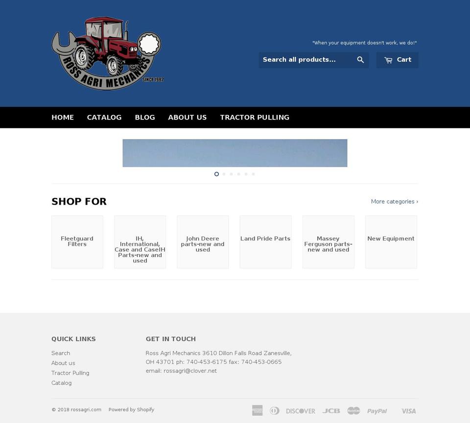 rossagri.com shopify website screenshot