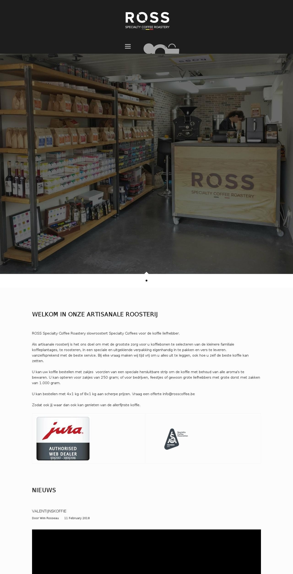 rosscoffee.be shopify website screenshot