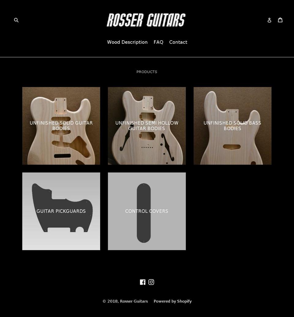 rosserguitars.com shopify website screenshot