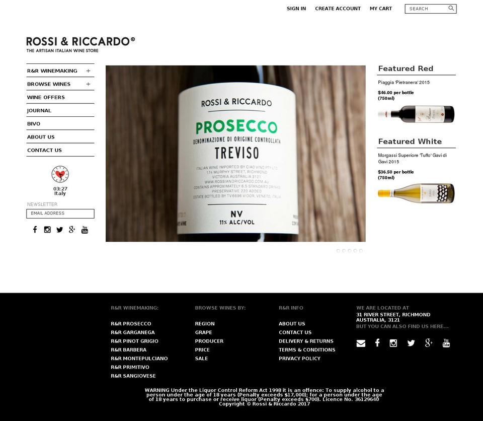 rossiandriccardo.com shopify website screenshot