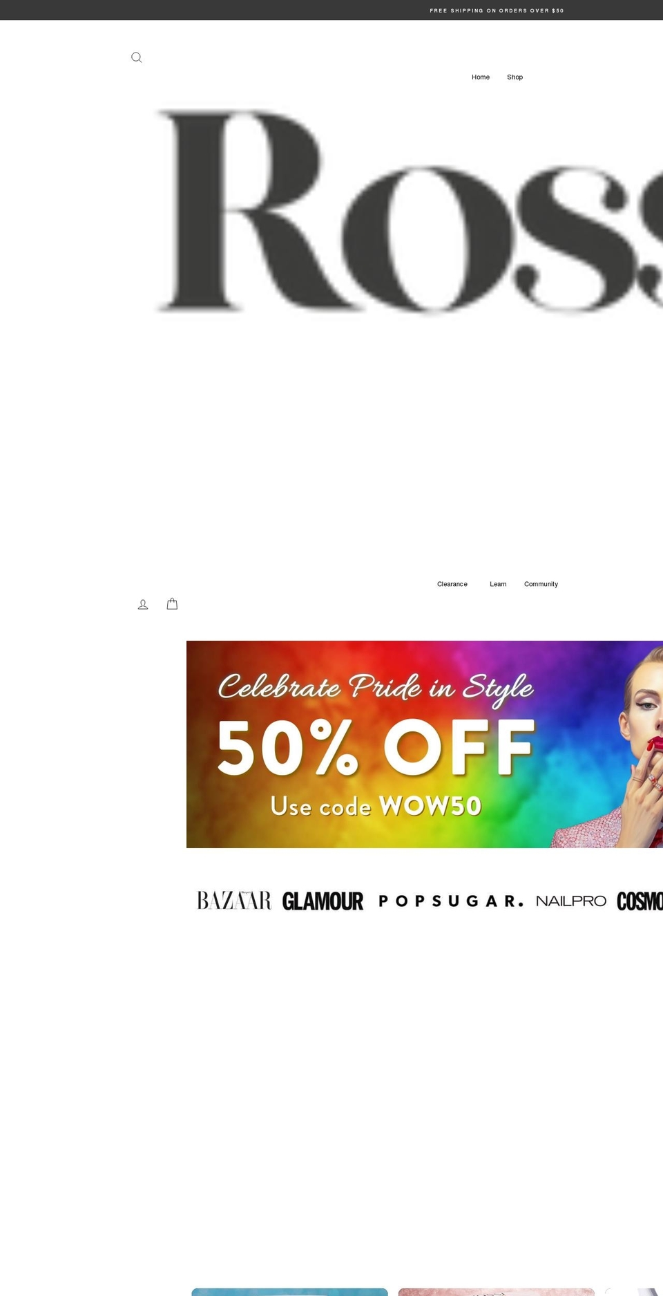 rossicosmetics.com shopify website screenshot