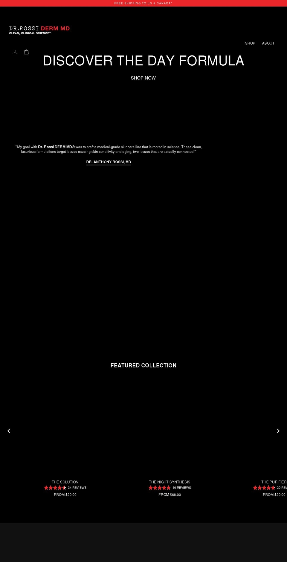 rossidermmd.com shopify website screenshot