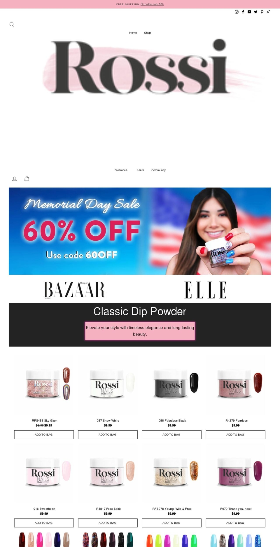 rossinails.com — Shopify storefront screenshot