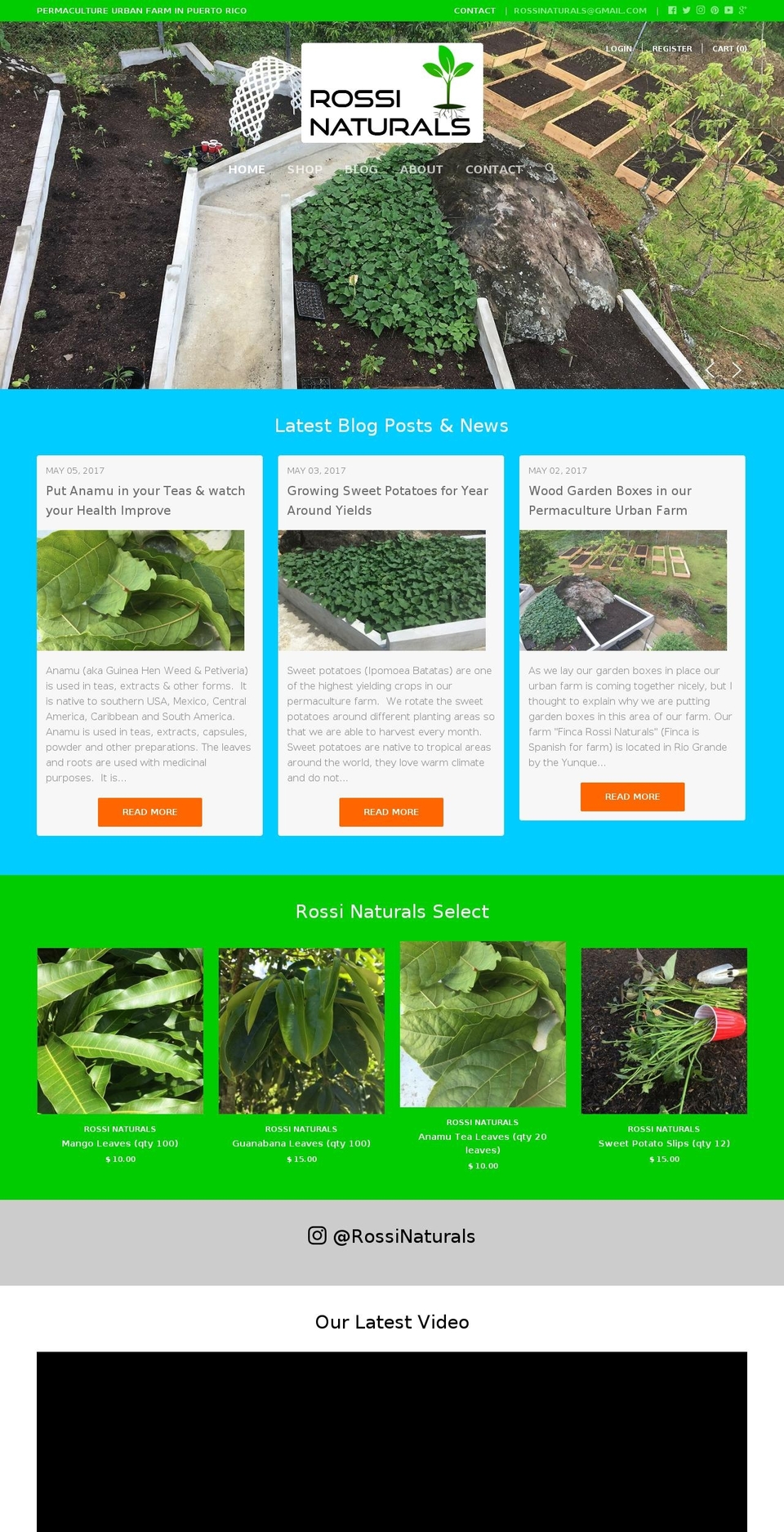 rossinaturals.com — Shopify storefront screenshot