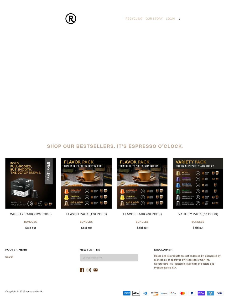rossocaffe.co.uk shopify website screenshot
