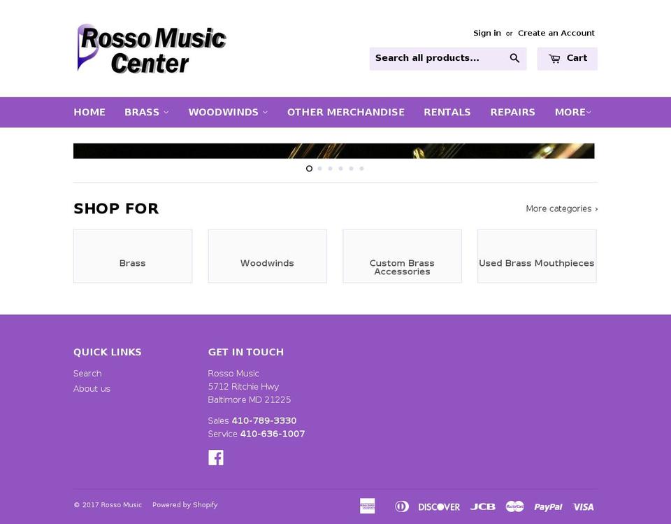 rossomusic.com shopify website screenshot