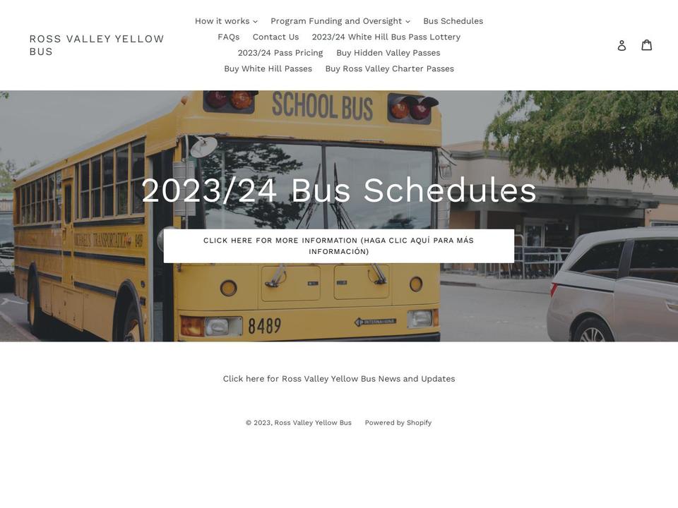 rossvalleyschoolbus.com — Shopify storefront screenshot