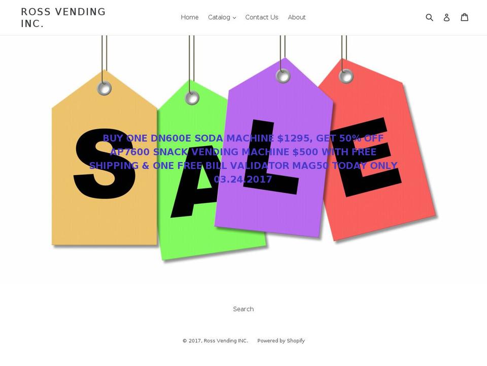 rossvending.com shopify website screenshot