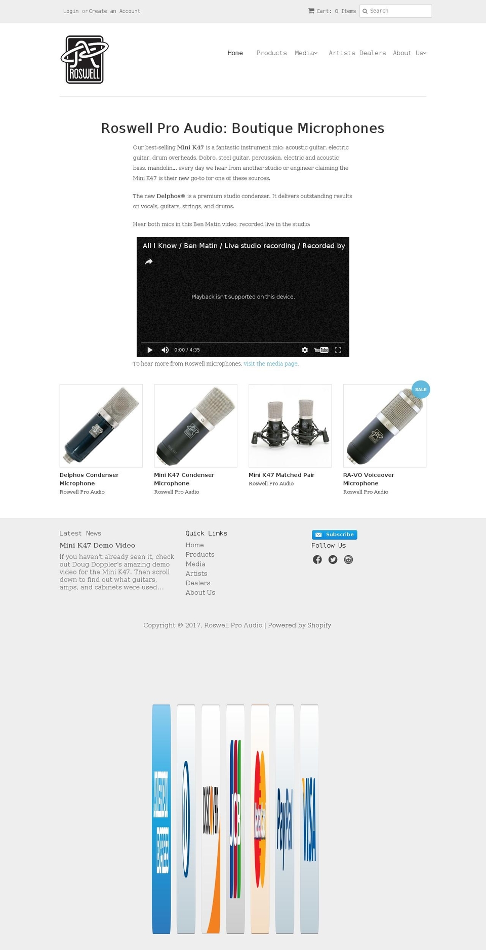 roswellaudio.com shopify website screenshot
