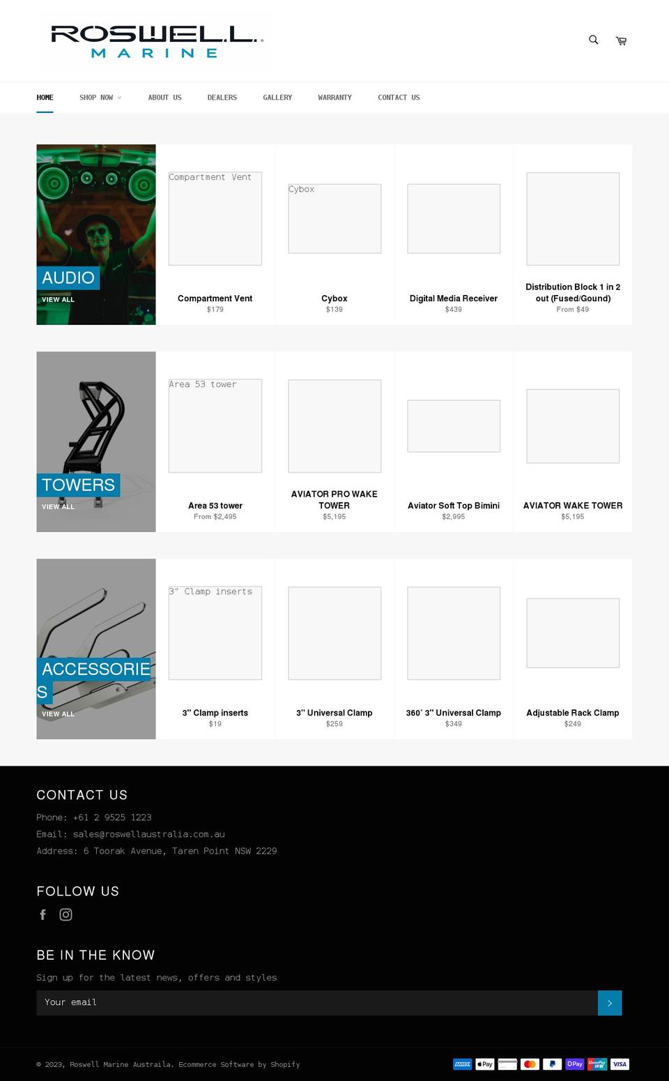 roswellmarine.com.au shopify website screenshot