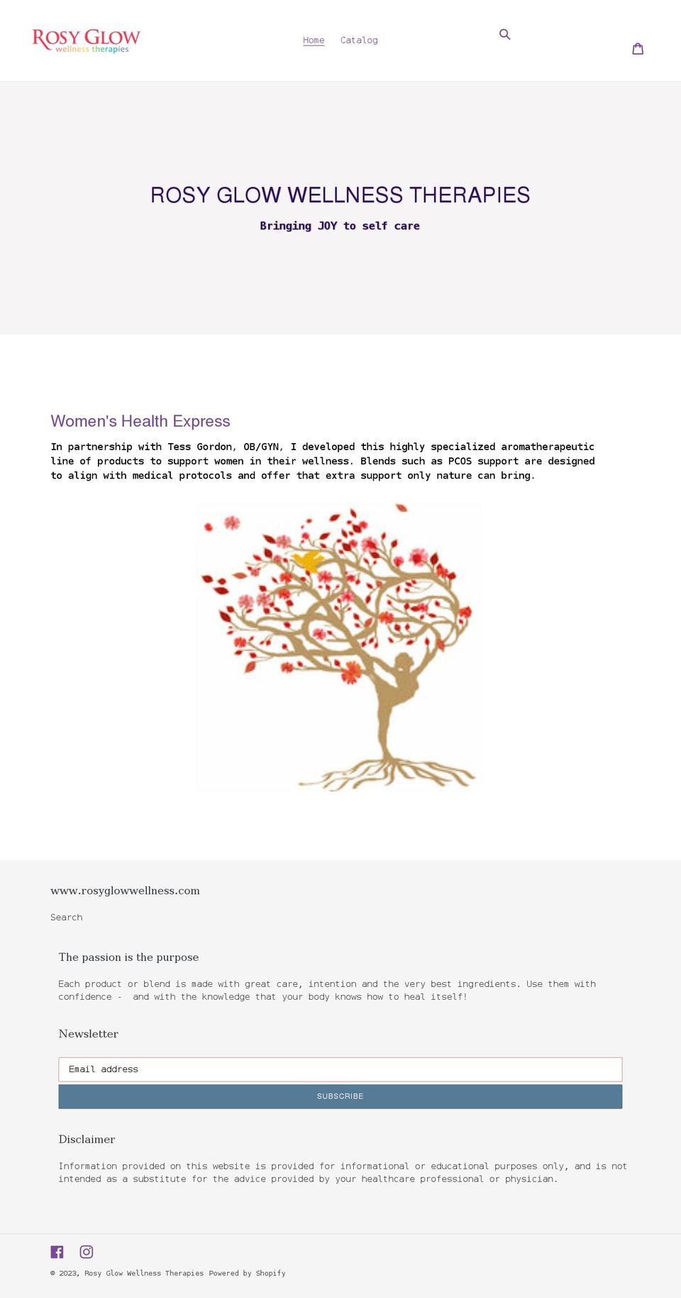 rosy-glow-wellness-therapies.myshopify.com shopify website screenshot