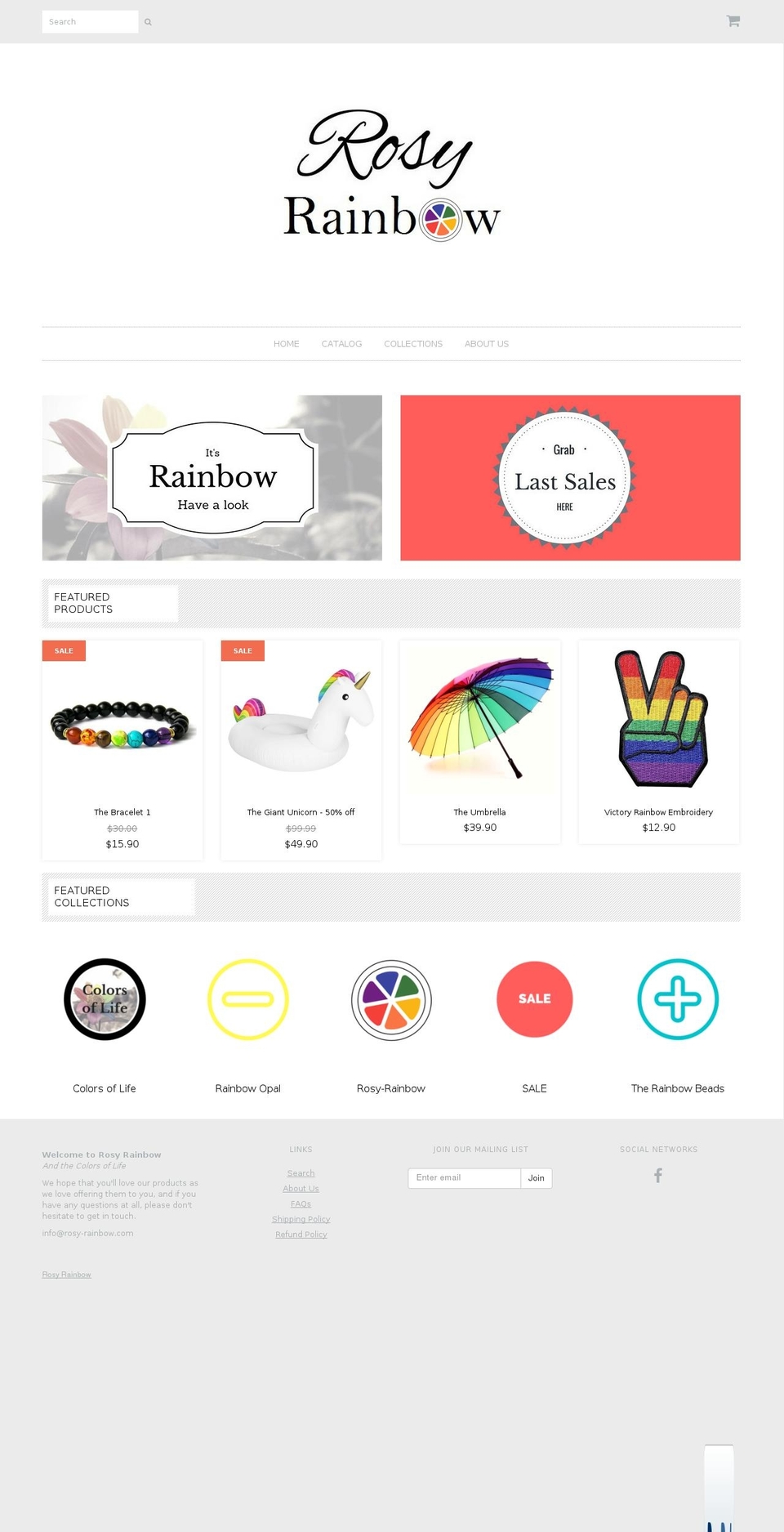 rosy-rainbow.com shopify website screenshot
