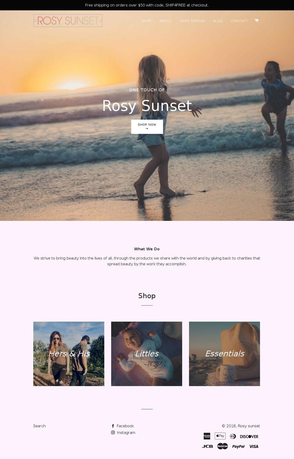 rosy-sunset.com — Shopify storefront screenshot