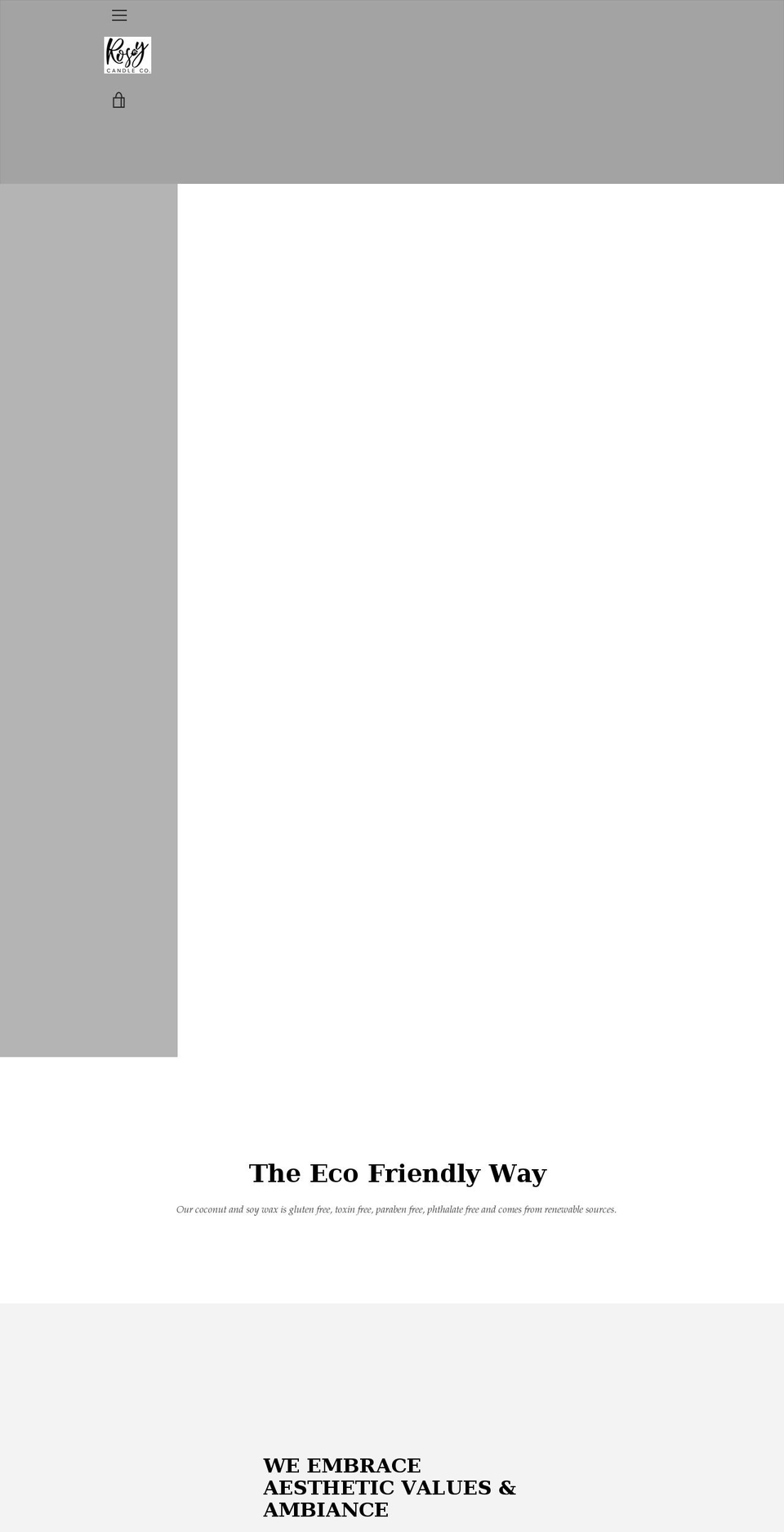 rosycandleco.com shopify website screenshot