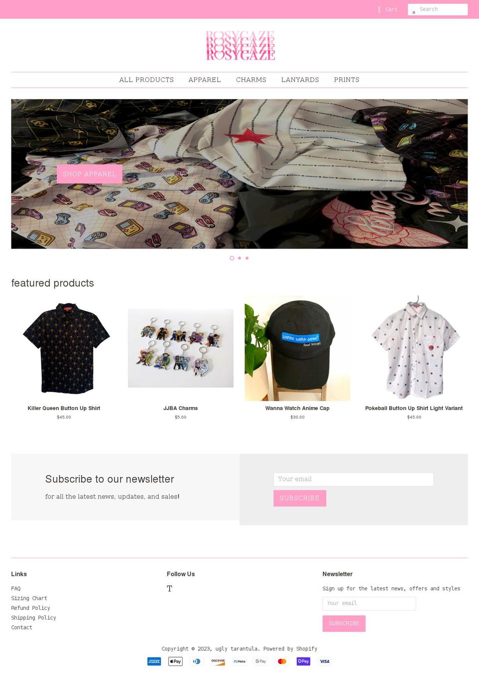 rosygaze.com shopify website screenshot