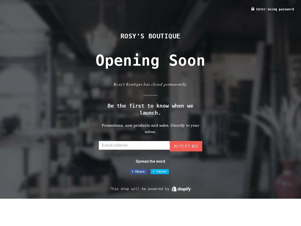 rosysboutique.com shopify website screenshot
