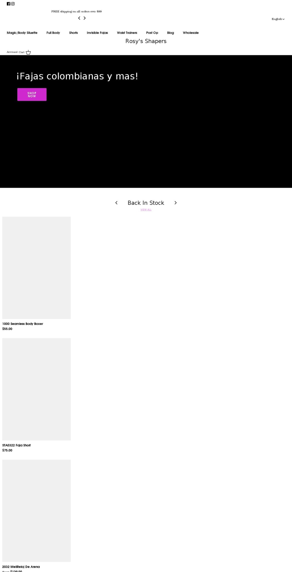 rosysshapers.com shopify website screenshot