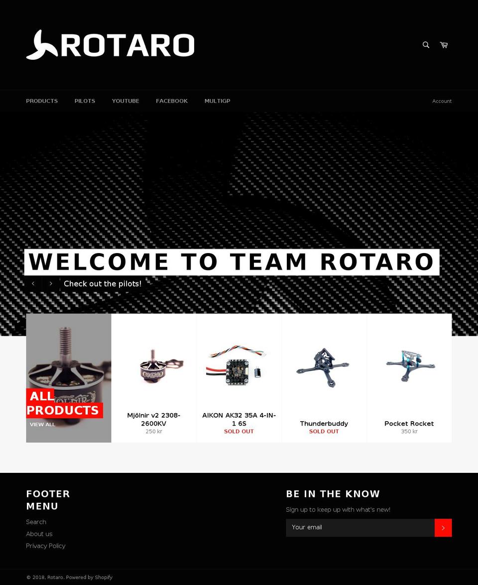 rotaro.no shopify website screenshot