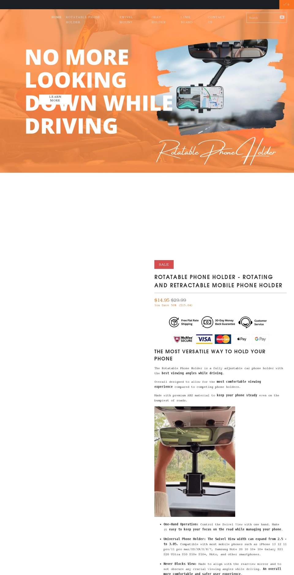 rotatablephoneholder.com shopify website screenshot