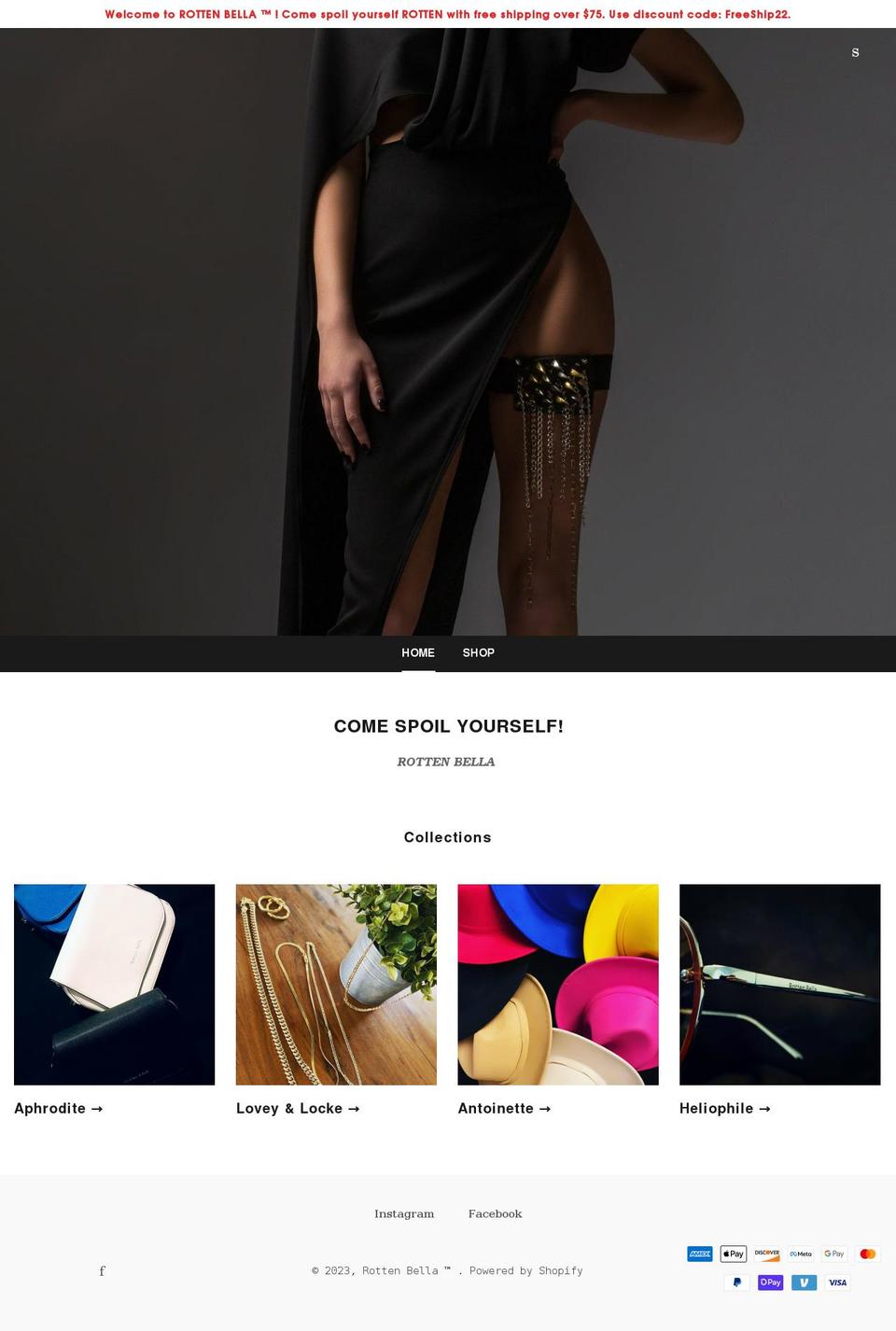 rottenbella.com shopify website screenshot