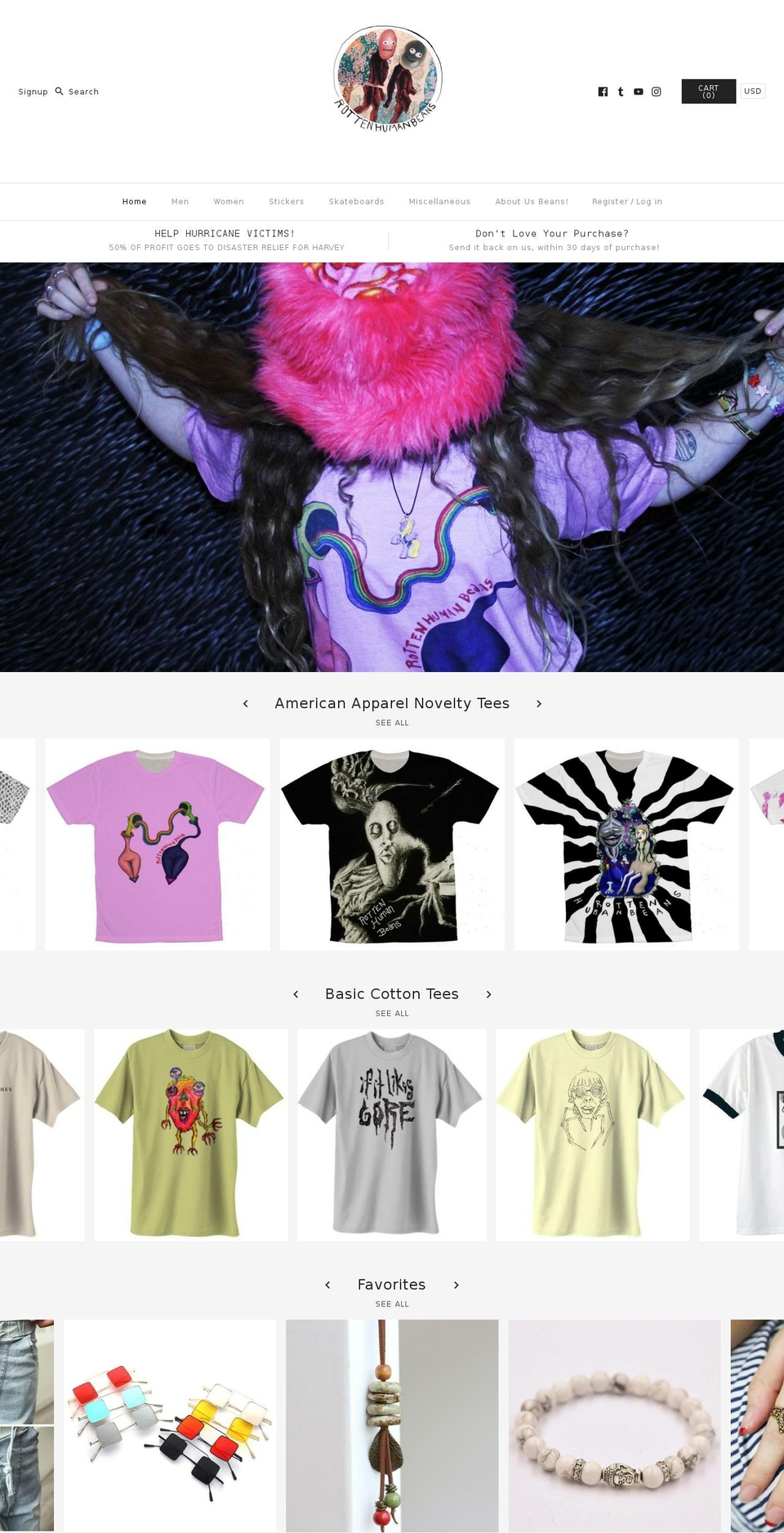 rottenhumanbeans.com — Shopify storefront screenshot