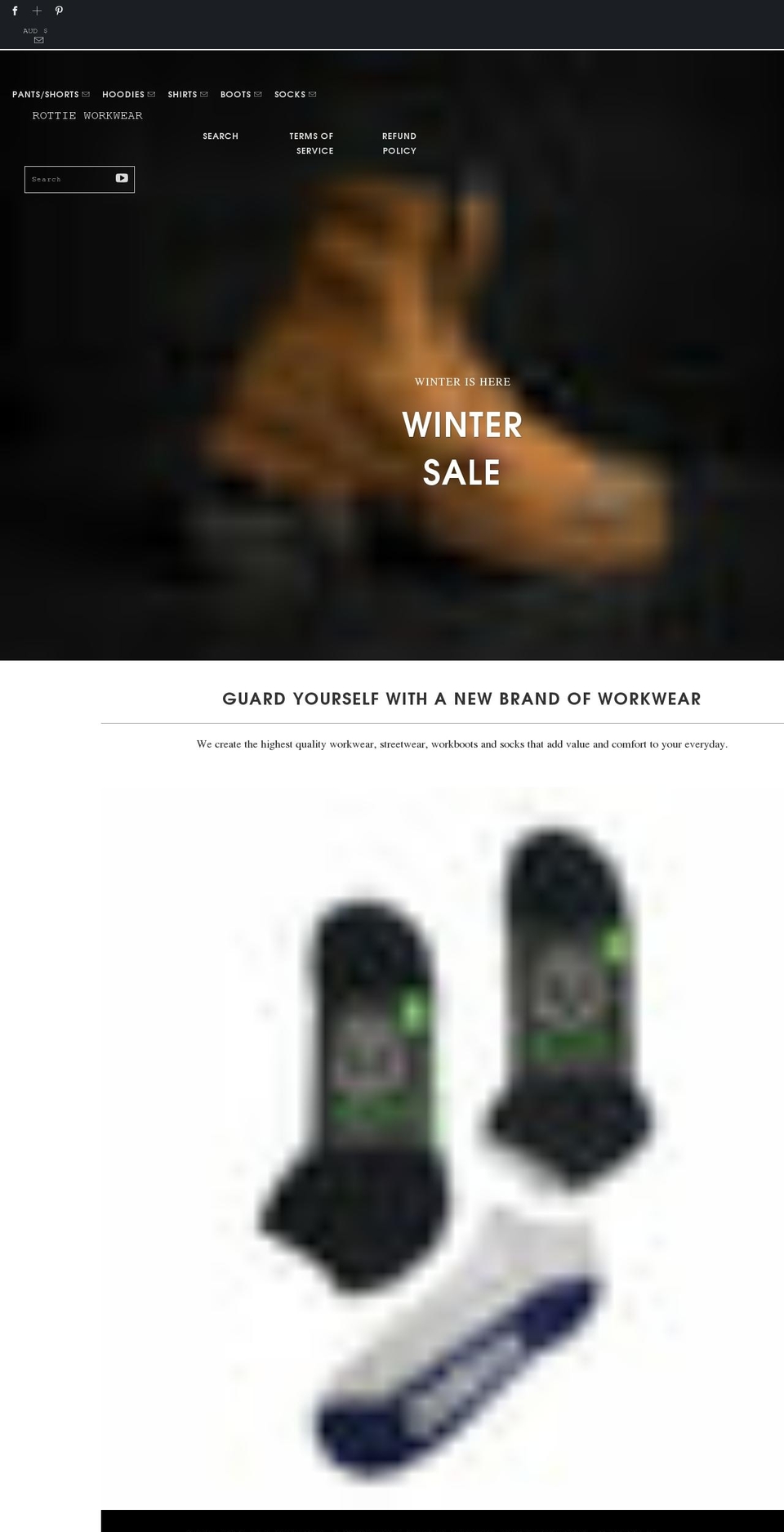 rottieworkwear.com.au shopify website screenshot