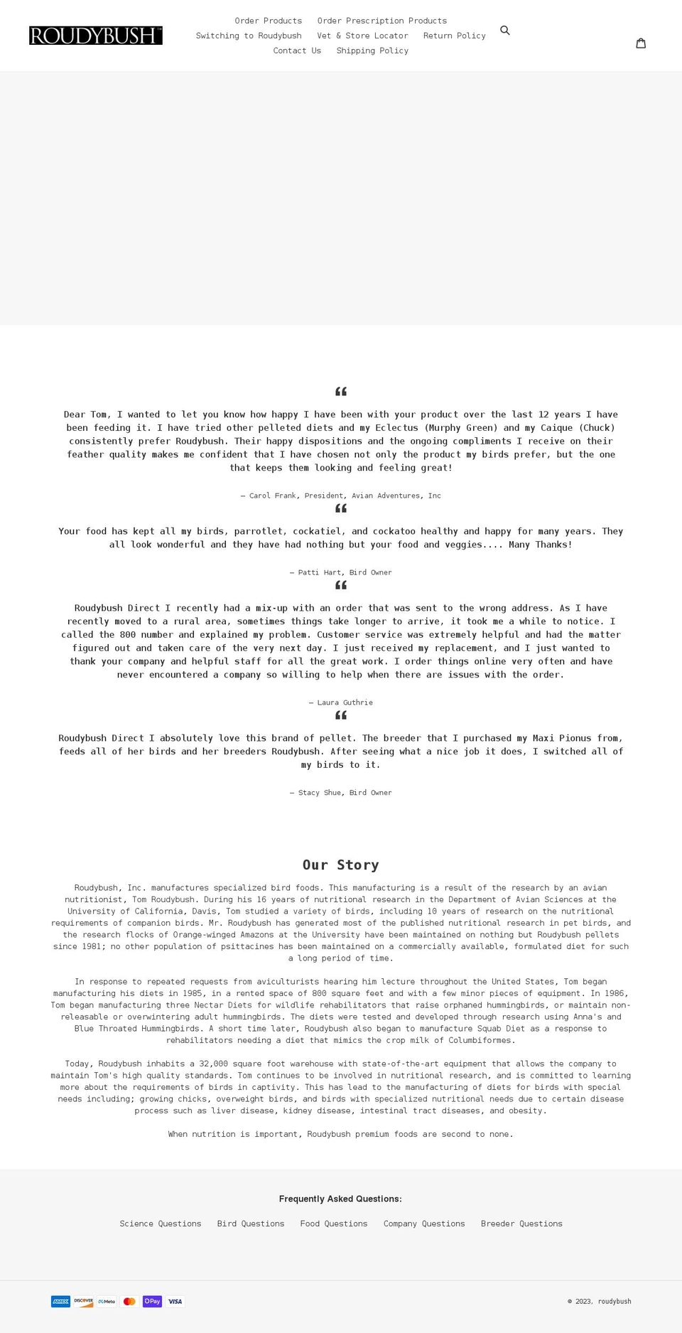 roudybush.myshopify.com shopify website screenshot