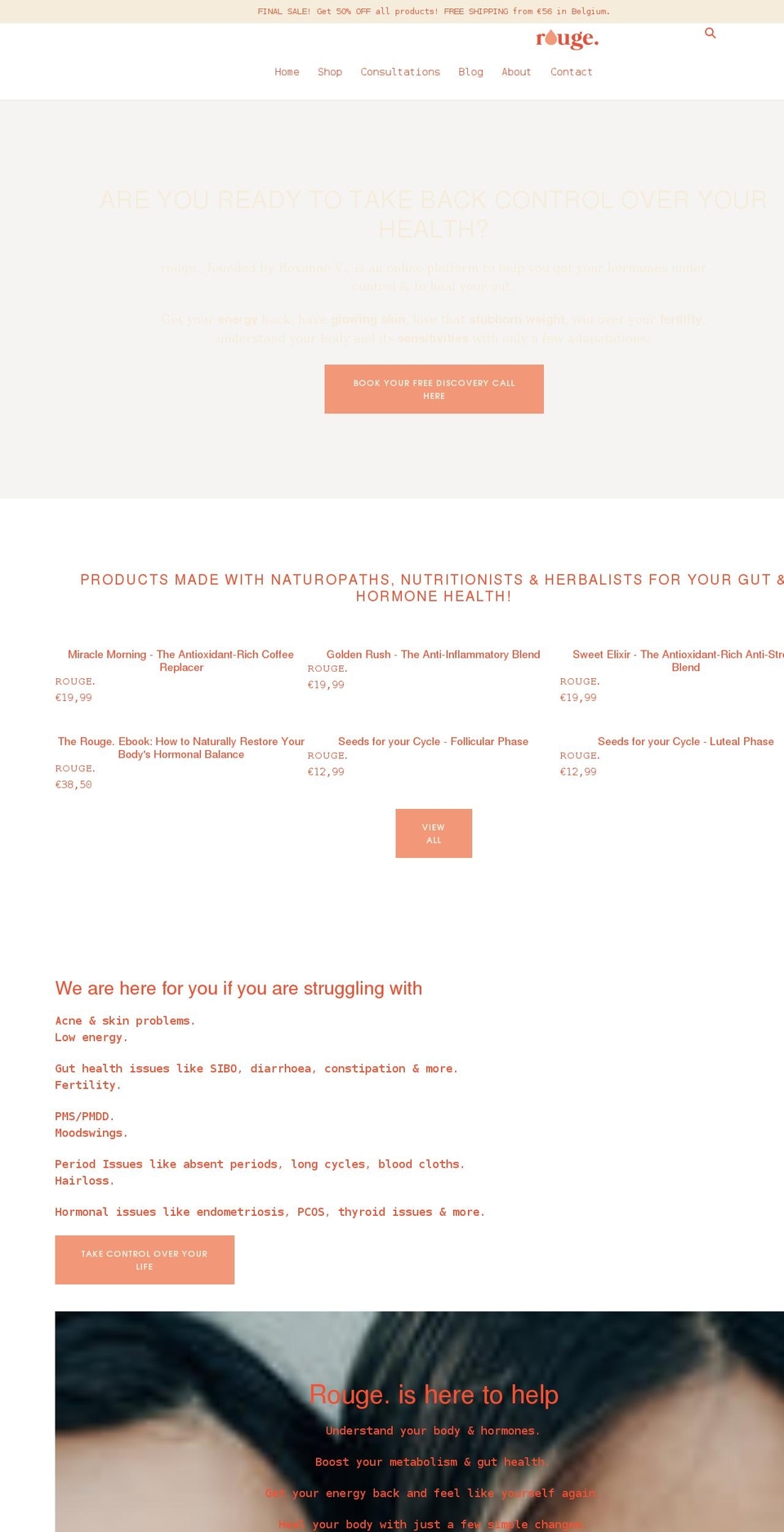 rouge-period.com shopify website screenshot