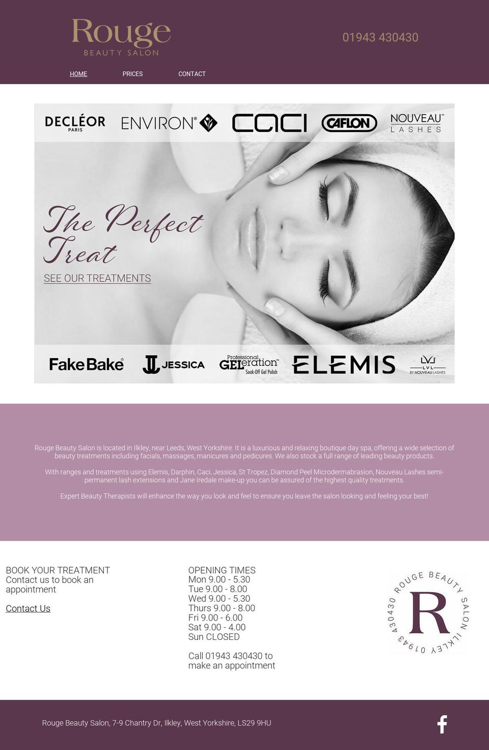 rougebeautysalon.co.uk shopify website screenshot