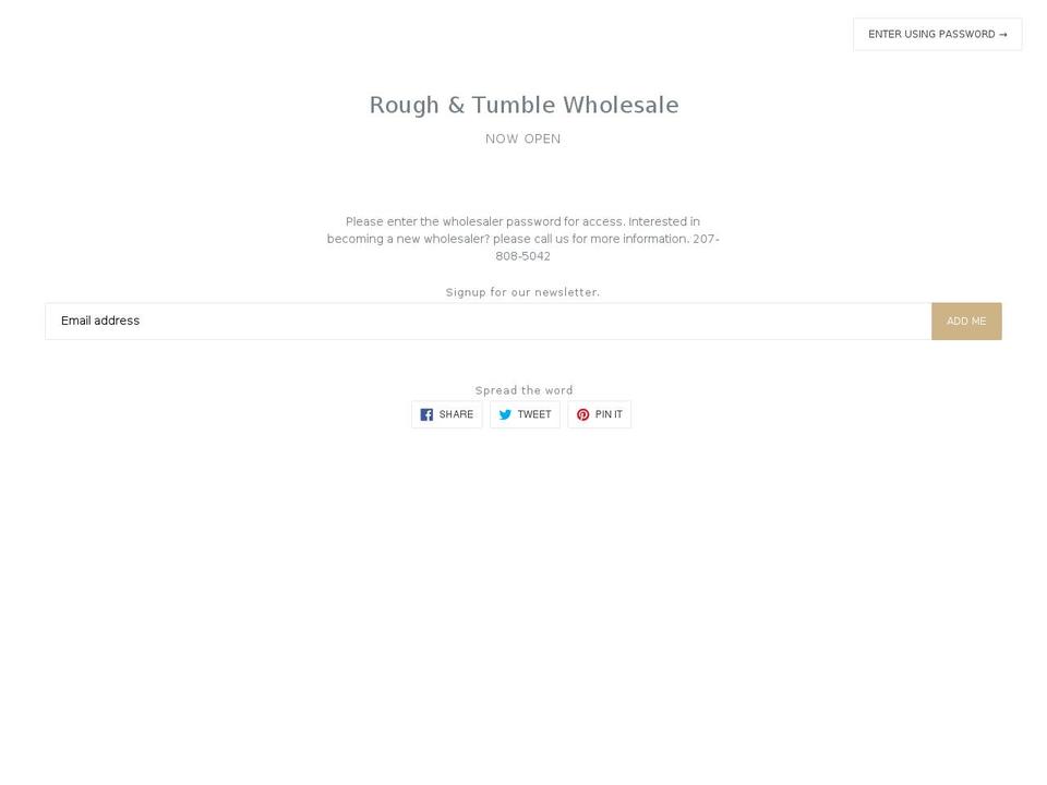 roughandtumblewholesale.com shopify website screenshot