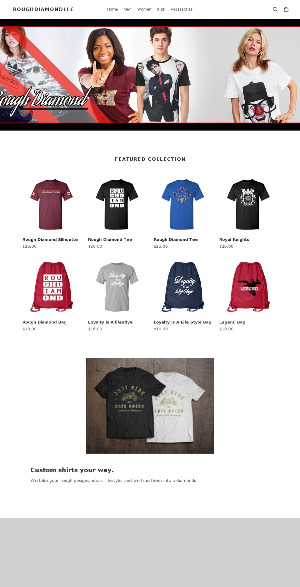 roughdiamondllc.com — Shopify storefront screenshot