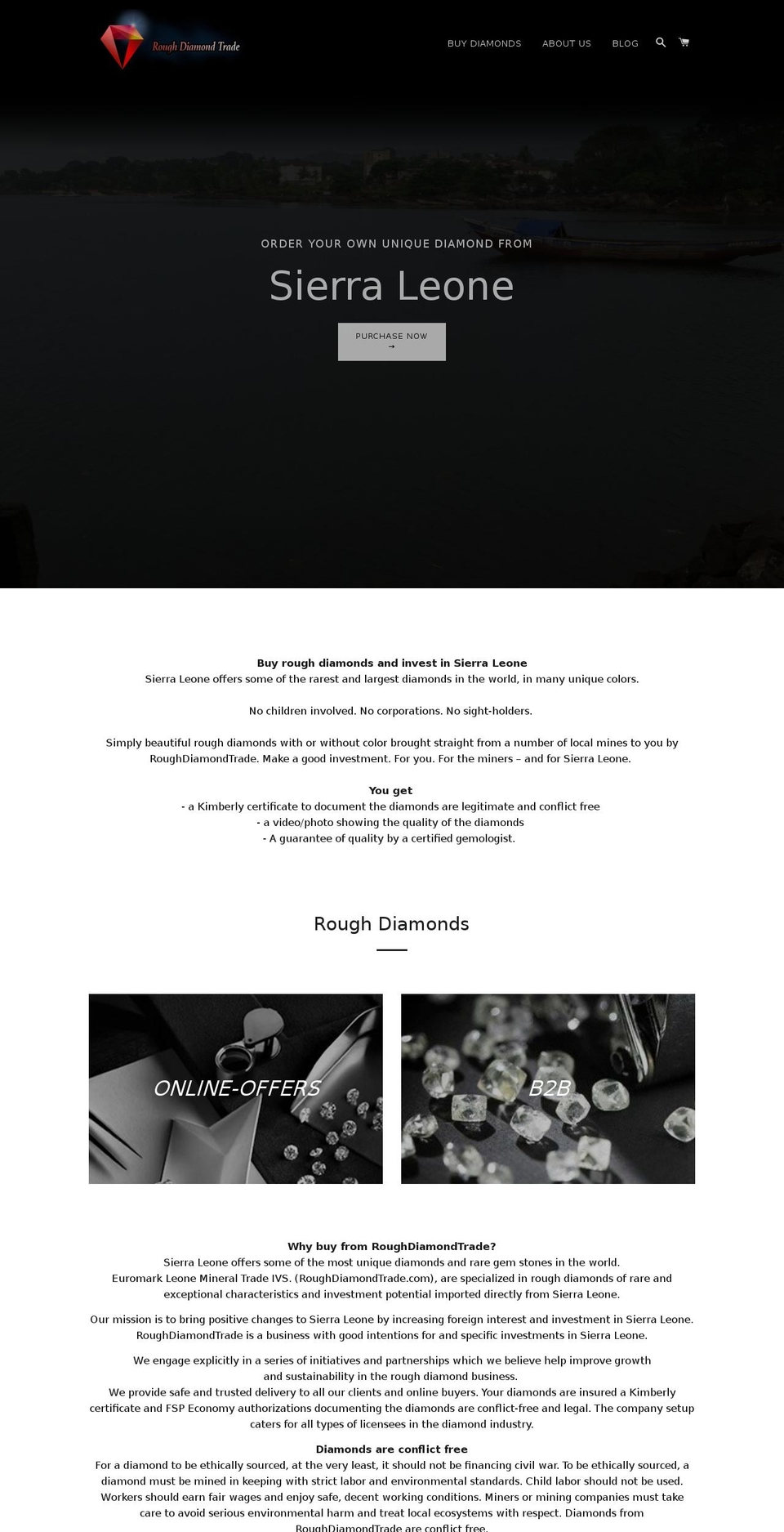 roughdiamondtrade.com — Shopify storefront screenshot