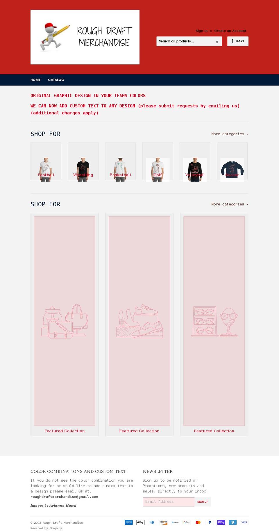 roughdraftmerchandise.com shopify website screenshot