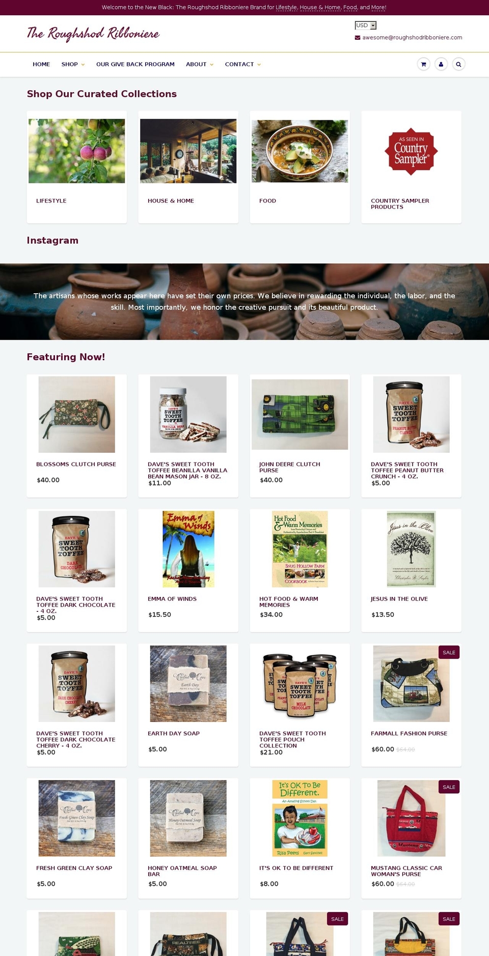 roughshodribboniere.com — Shopify storefront screenshot