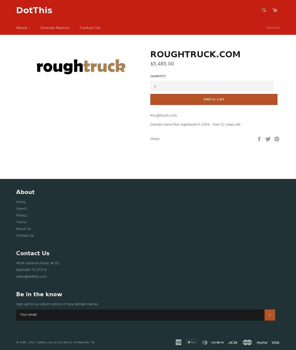 roughtruck.com shopify website screenshot
