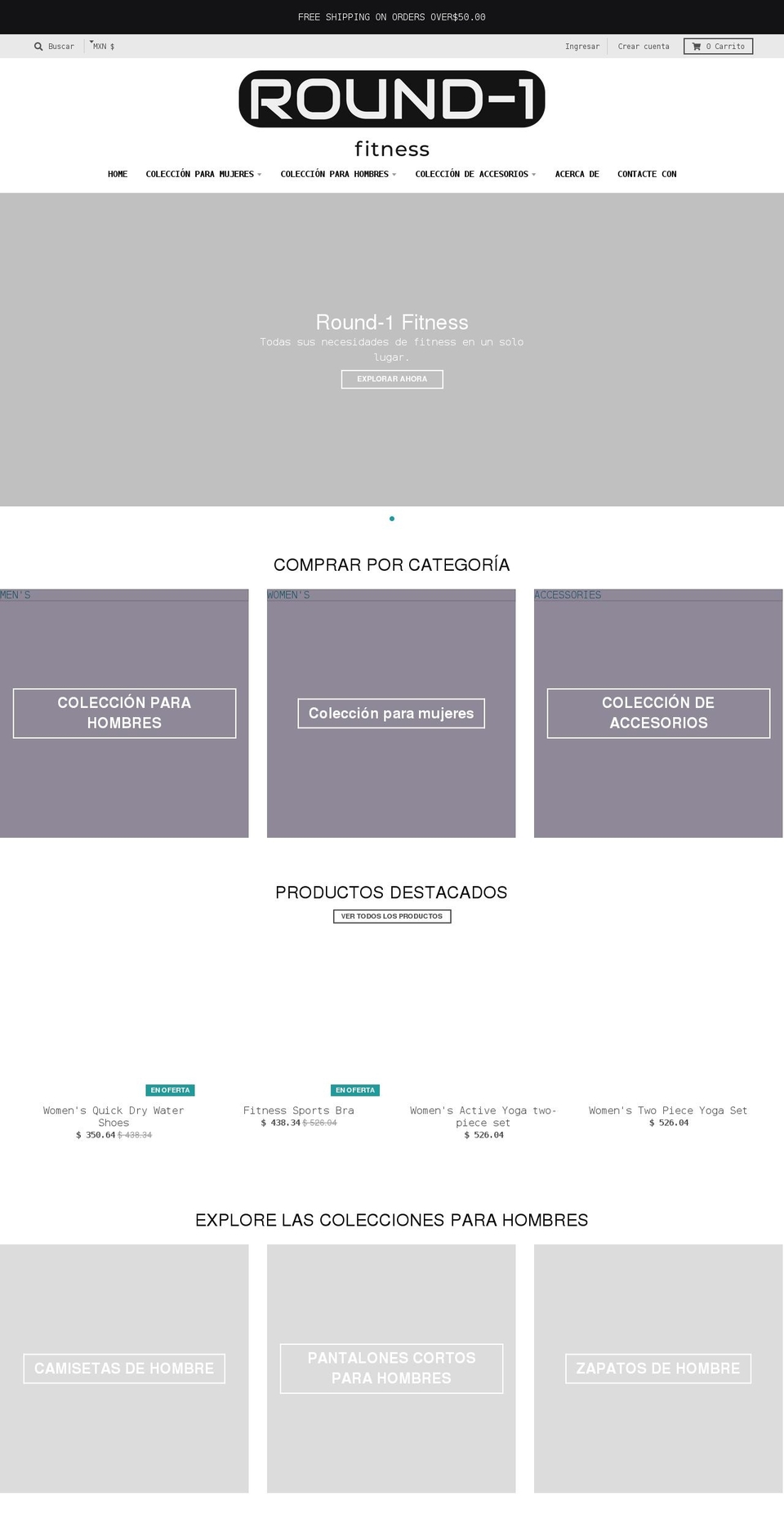 round-1fitness.mx shopify website screenshot