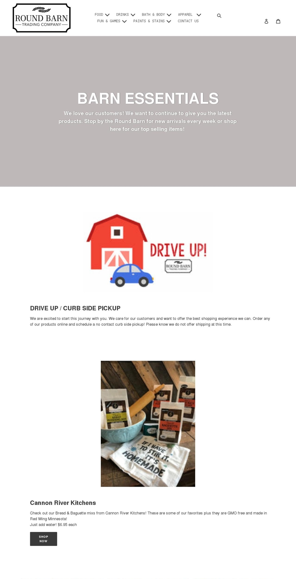 round-barn-trading-company.myshopify.com shopify website screenshot