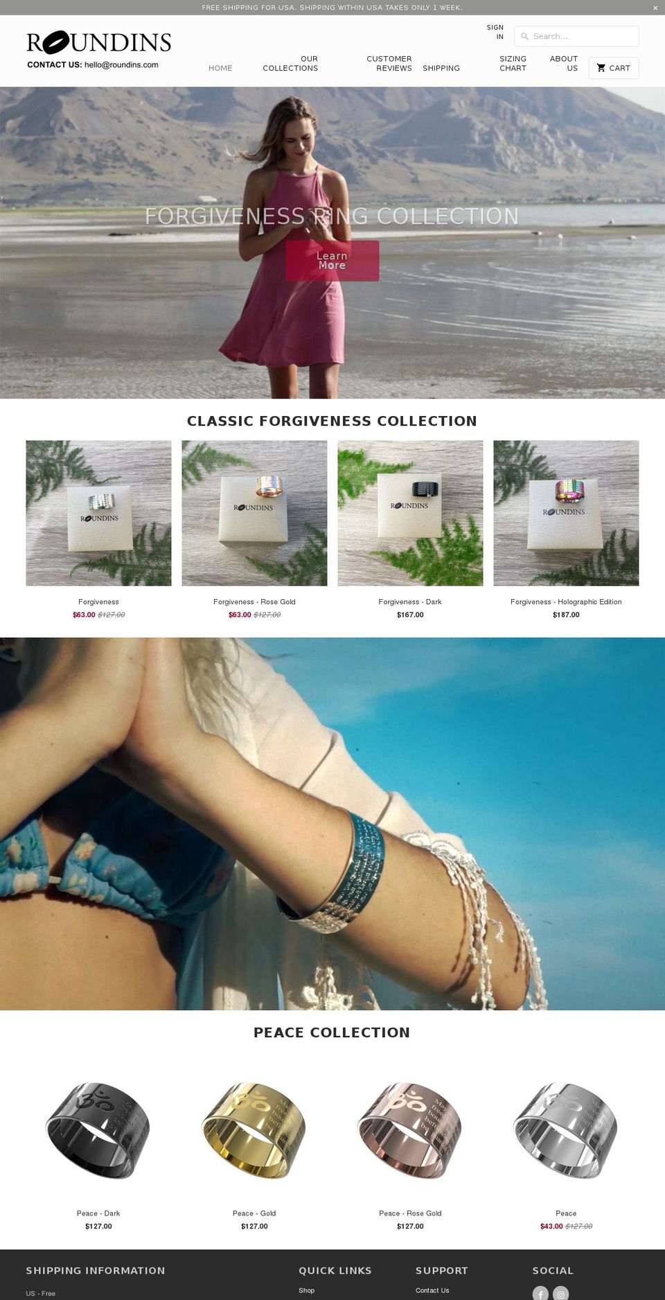 roundins.com shopify website screenshot