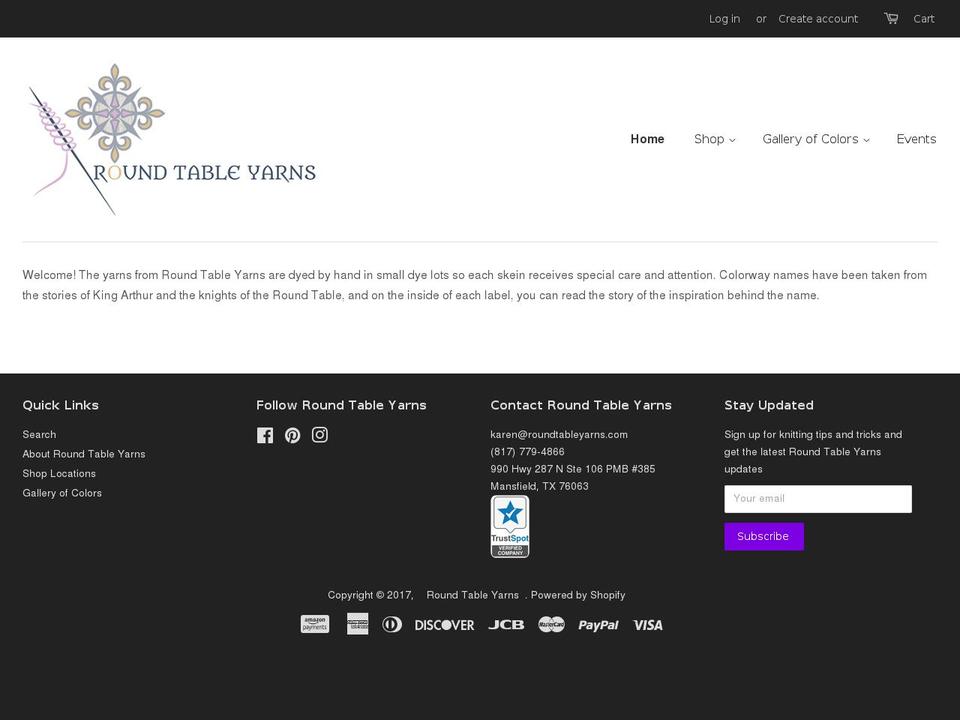 roundtableyarns.com shopify website screenshot